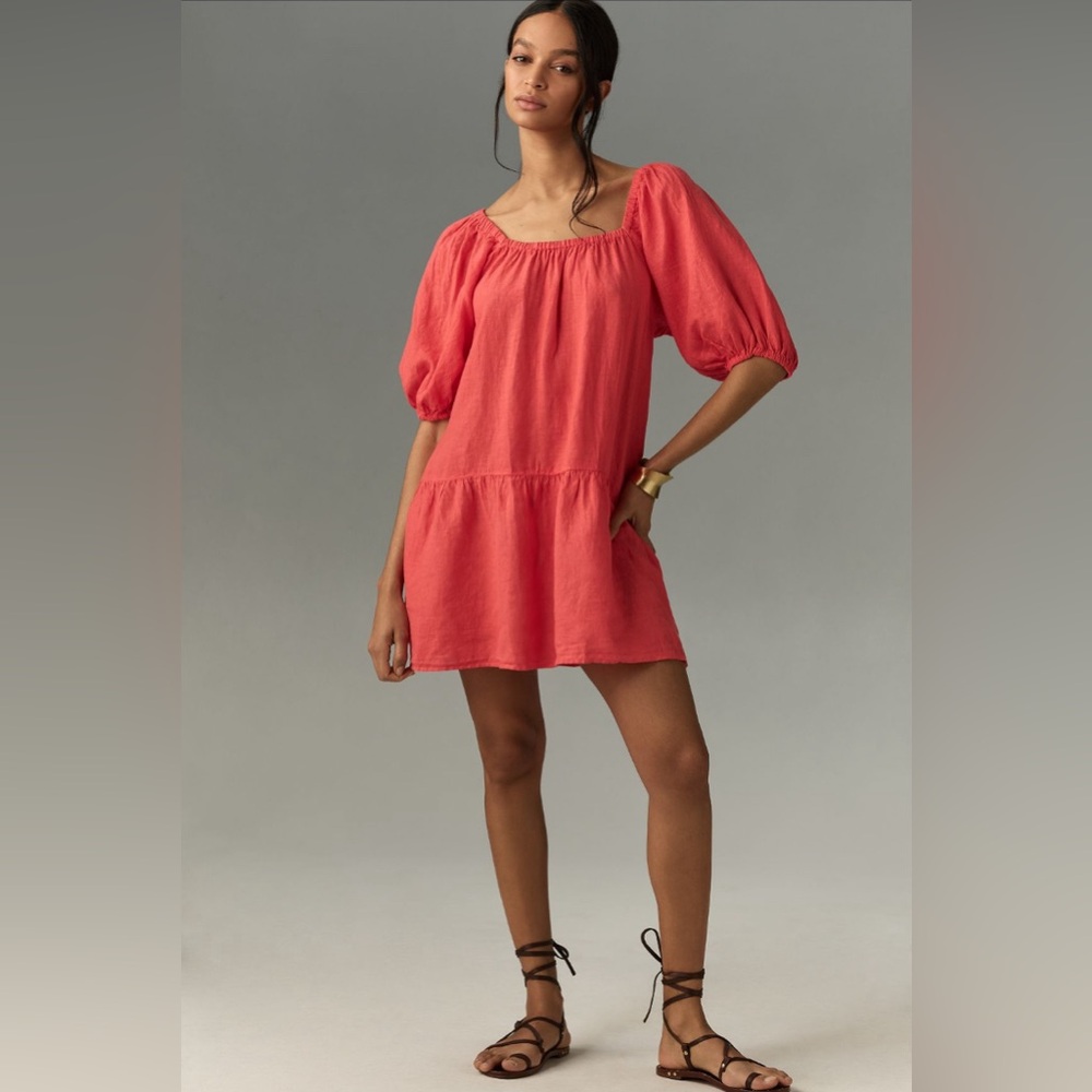 Velvet by Graham & Spencer Irina Mini Dress from Anthropologie, Size L, Coral
